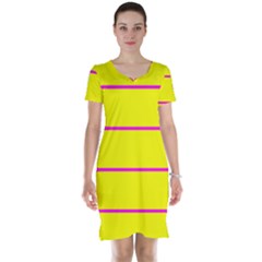 Background Image Horizontal Lines And Stripes Seamless Tileable Magenta Yellow Short Sleeve Nightdress by Amaryn4rt