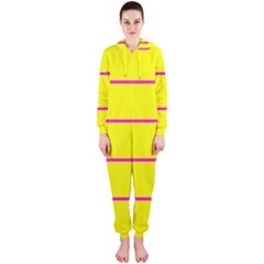 Background Image Horizontal Lines And Stripes Seamless Tileable Magenta Yellow Hooded Jumpsuit (ladies)  by Amaryn4rt