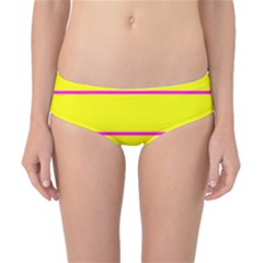 Background Image Horizontal Lines And Stripes Seamless Tileable Magenta Yellow Classic Bikini Bottoms by Amaryn4rt