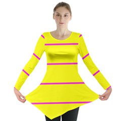 Background Image Horizontal Lines And Stripes Seamless Tileable Magenta Yellow Long Sleeve Tunic  by Amaryn4rt