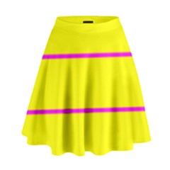 Background Image Horizontal Lines And Stripes Seamless Tileable Magenta Yellow High Waist Skirt by Amaryn4rt