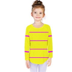 Background Image Horizontal Lines And Stripes Seamless Tileable Magenta Yellow Kids  Long Sleeve Tee