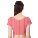 Background Image Vertical Lines And Stripes Seamless Tileable Deep Pink Salmon Short Sleeve Crop Top (Tight Fit) View2