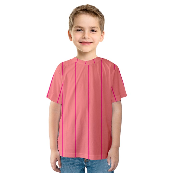 Background Image Vertical Lines And Stripes Seamless Tileable Deep Pink Salmon Kids  Sport Mesh Tee