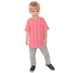 Background Image Vertical Lines And Stripes Seamless Tileable Deep Pink Salmon Kids  Raglan Tee