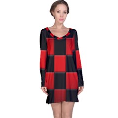 Black And Red Backgrounds Long Sleeve Nightdress