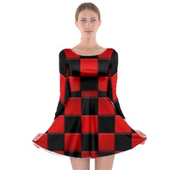 Black And Red Backgrounds Long Sleeve Skater Dress