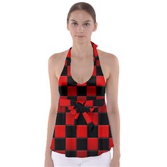 Black And Red Backgrounds Babydoll Tankini Top by Amaryn4rt