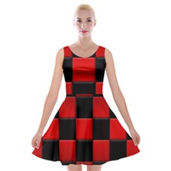 Black And Red Backgrounds Velvet Skater Dress