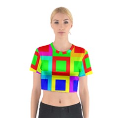 Colors Purple And Yellow Cotton Crop Top