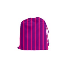 Deep Pink And Black Vertical Lines Drawstring Pouches (small)  by Amaryn4rt