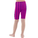 Deep Pink And Black Vertical Lines Kids  Mid Length Swim Shorts View2