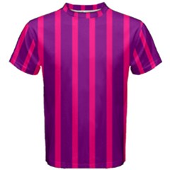 Deep Pink And Black Vertical Lines Men s Cotton Tee by Amaryn4rt