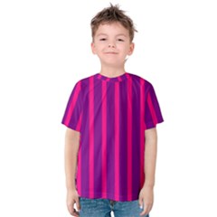 Deep Pink And Black Vertical Lines Kids  Cotton Tee