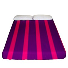 Deep Pink And Black Vertical Lines Fitted Sheet (king Size)