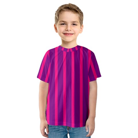 Deep Pink And Black Vertical Lines Kids  Sport Mesh Tee by Amaryn4rt