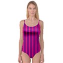 Deep Pink And Black Vertical Lines Camisole Leotard  View1