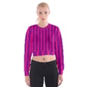 Deep Pink And Black Vertical Lines Women s Cropped Sweatshirt View1