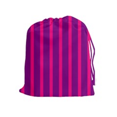 Deep Pink And Black Vertical Lines Drawstring Pouches (extra Large)