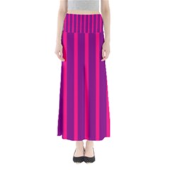 Deep Pink And Black Vertical Lines Maxi Skirts