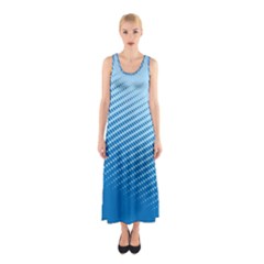 Blue Dot Pattern Sleeveless Maxi Dress