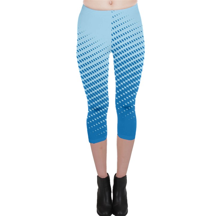 Blue Dot Pattern Capri Leggings 