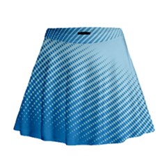 Blue Dot Pattern Mini Flare Skirt