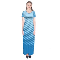 Blue Dot Pattern Short Sleeve Maxi Dress