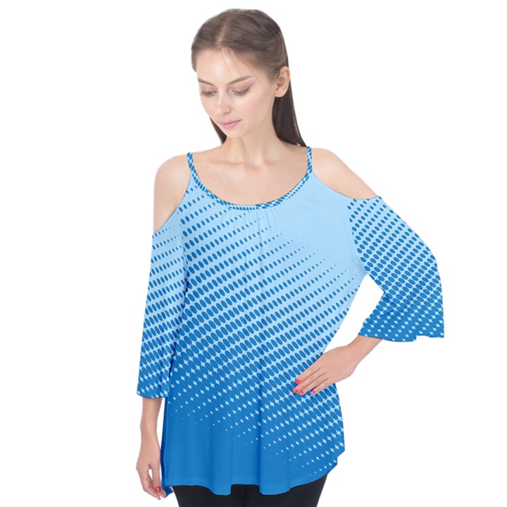 Blue Dot Pattern Flutter Tees