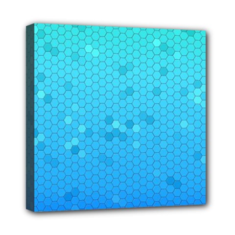 Blue Seamless Black Hexagon Pattern Mini Canvas 8  X 8 