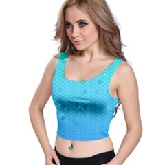 Blue Seamless Black Hexagon Pattern Crop Top