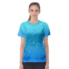 Blue Seamless Black Hexagon Pattern Women s Sport Mesh Tee