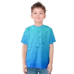 Blue Seamless Black Hexagon Pattern Kids  Cotton Tee