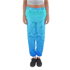 Blue Seamless Black Hexagon Pattern Women s Jogger Sweatpants