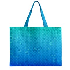 Blue Seamless Black Hexagon Pattern Zipper Mini Tote Bag