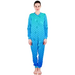 Blue Seamless Black Hexagon Pattern Onepiece Jumpsuit (ladies) 