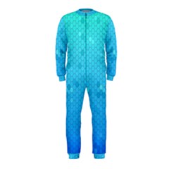 Blue Seamless Black Hexagon Pattern Onepiece Jumpsuit (kids)