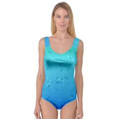 Blue Seamless Black Hexagon Pattern Princess Tank Leotard 