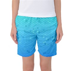 Blue Seamless Black Hexagon Pattern Women s Basketball Shorts