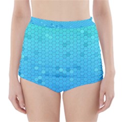 Blue Seamless Black Hexagon Pattern High-waisted Bikini Bottoms by Amaryn4rt