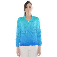 Blue Seamless Black Hexagon Pattern Wind Breaker (women)