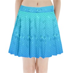 Blue Seamless Black Hexagon Pattern Pleated Mini Skirt