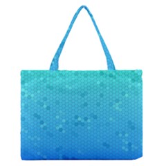 Blue Seamless Black Hexagon Pattern Medium Zipper Tote Bag