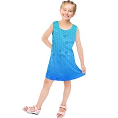 Blue Seamless Black Hexagon Pattern Kids  Tunic Dress