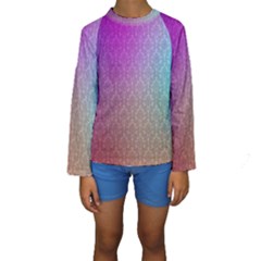 Blue And Pink Colors On A Pattern Kids  Long Sleeve Swimwear