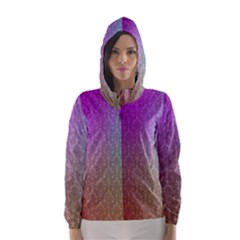 Blue And Pink Colors On A Pattern Hooded Wind Breaker (women)