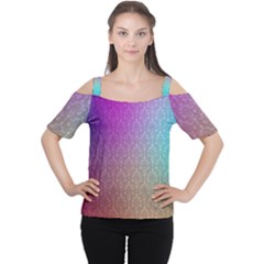 Blue And Pink Colors On A Pattern Women s Cutout Shoulder Tee