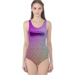 Blue And Pink Colors On A Pattern One Piece Swimsuit