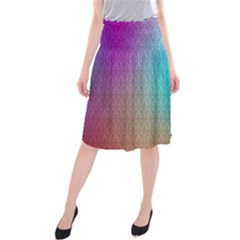 Blue And Pink Colors On A Pattern Midi Beach Skirt