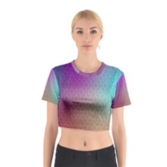 Blue And Pink Colors On A Pattern Cotton Crop Top